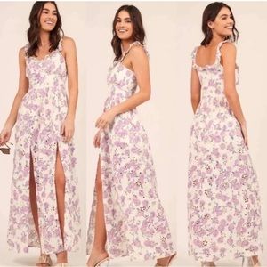 Rays for Days x Revolve Floral Celeste Periwinkle eyelet long dress Small